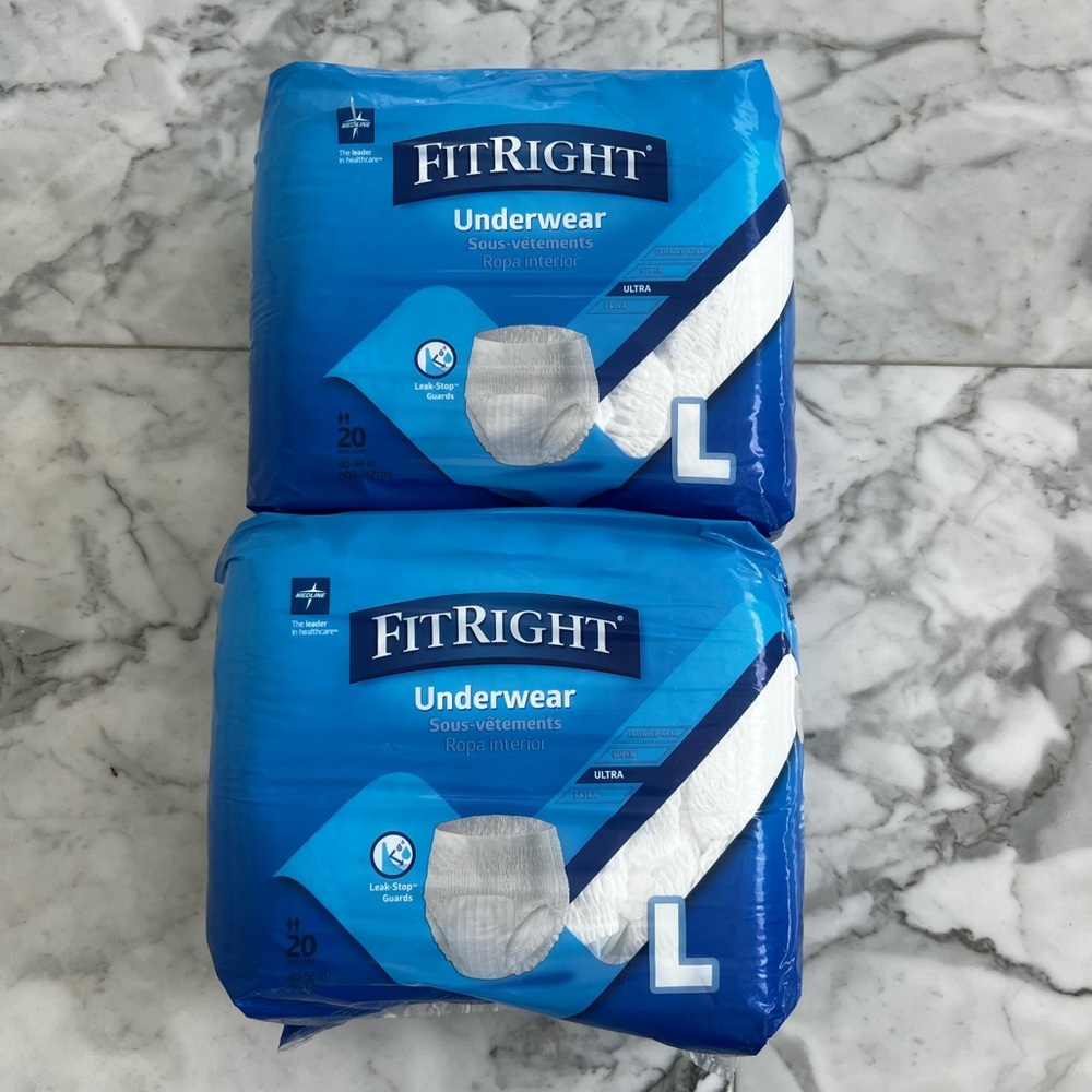 NWT 20 Pack Medline FitRight Ultra Protective Underwear